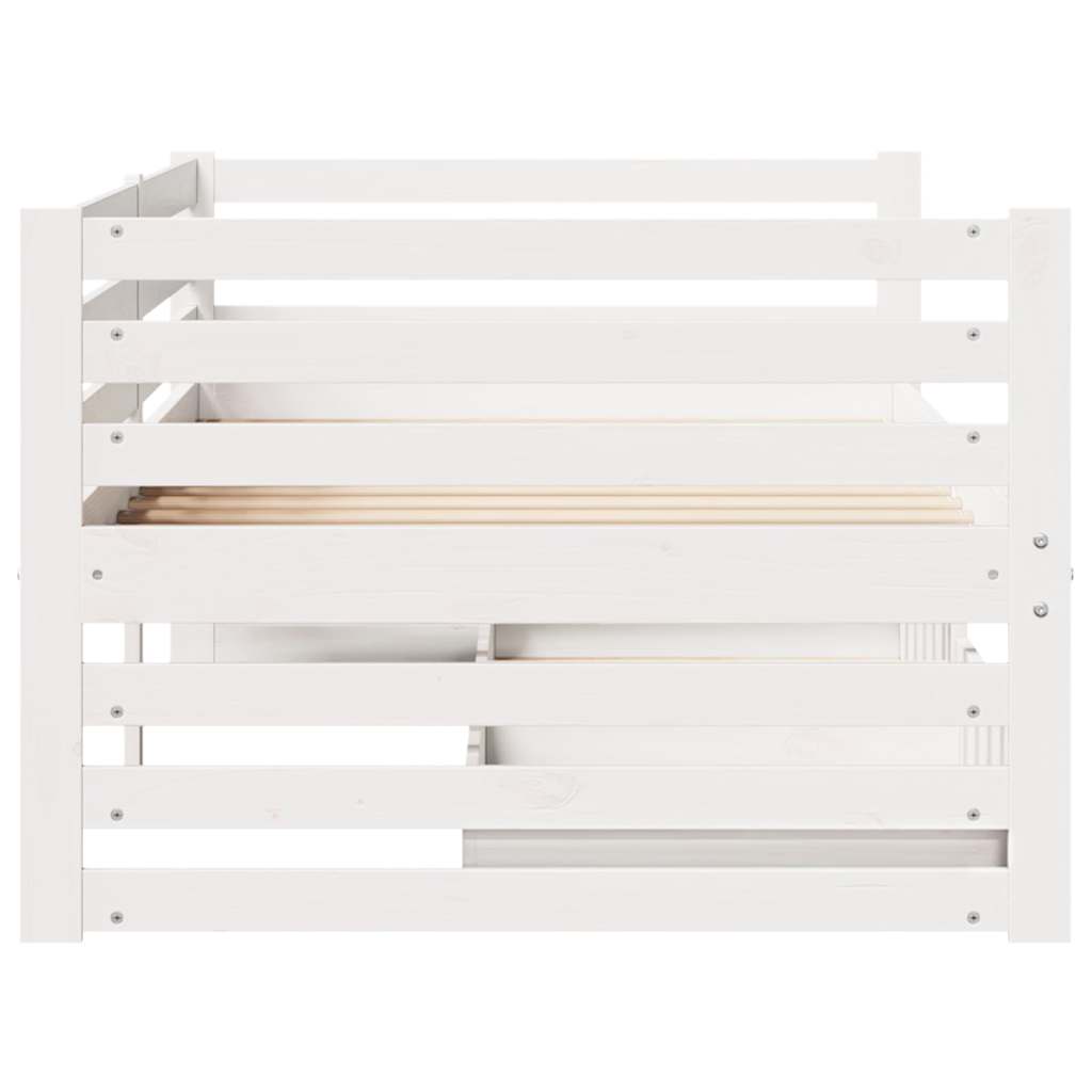 vidaXL Slaapbank met lades 90x200 cm massief grenenhout wit