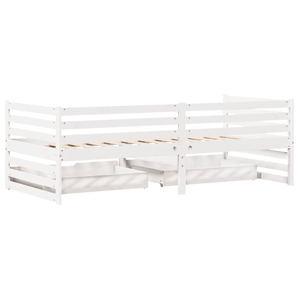 vidaXL Slaapbank met lades 90x200 cm massief grenenhout wit