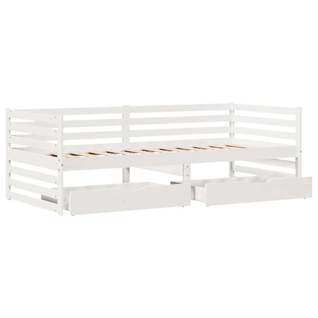 vidaXL Slaapbank met lades 90x200 cm massief grenenhout wit