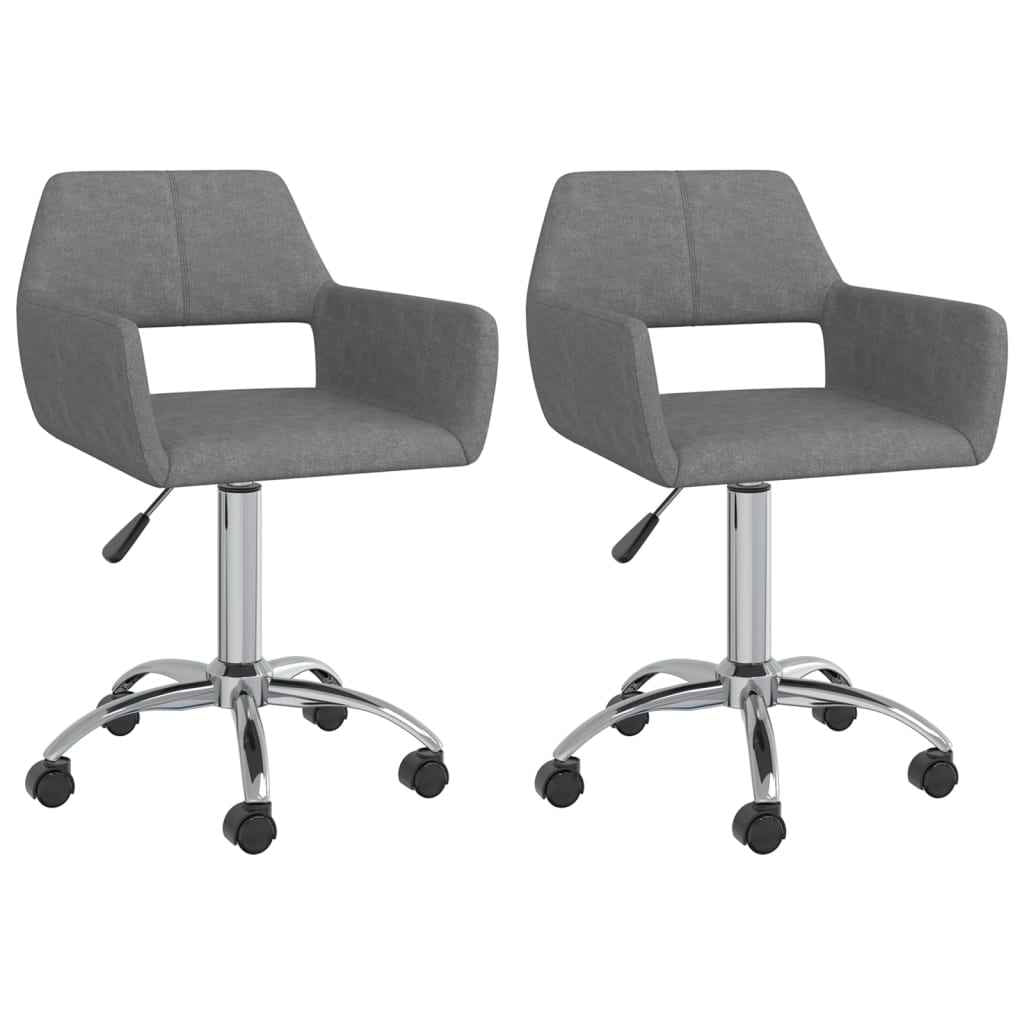vidaXL Eetkamerstoelen draaibaar 2 st stof lichtgrijs