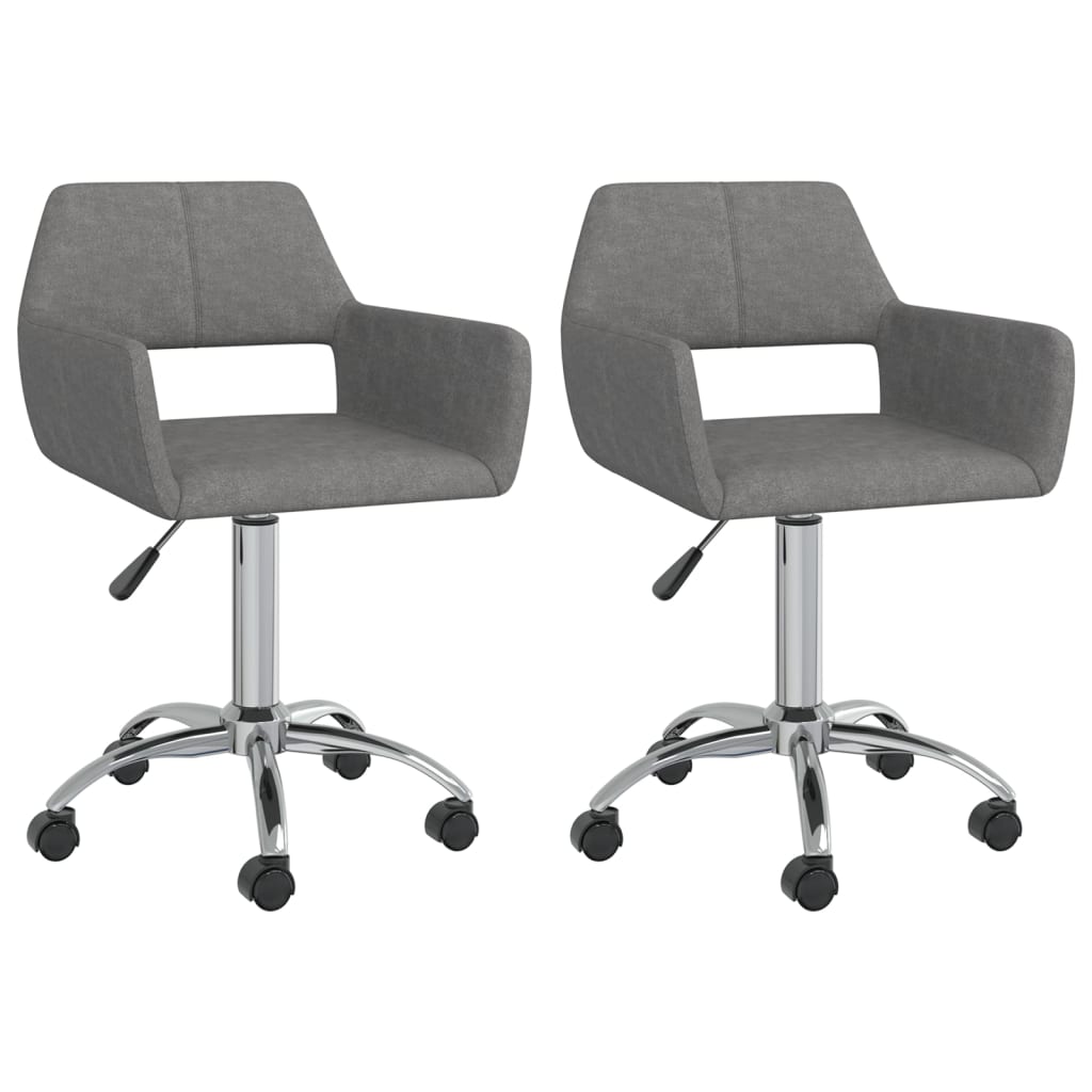 vidaXL Eetkamerstoelen draaibaar 2 st stof lichtgrijs