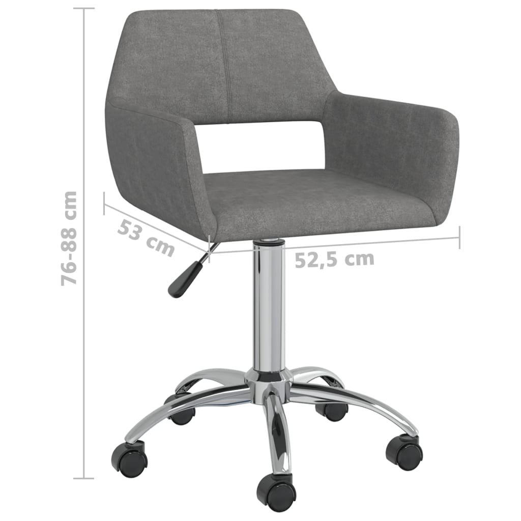 vidaXL Eetkamerstoelen draaibaar 2 st stof lichtgrijs