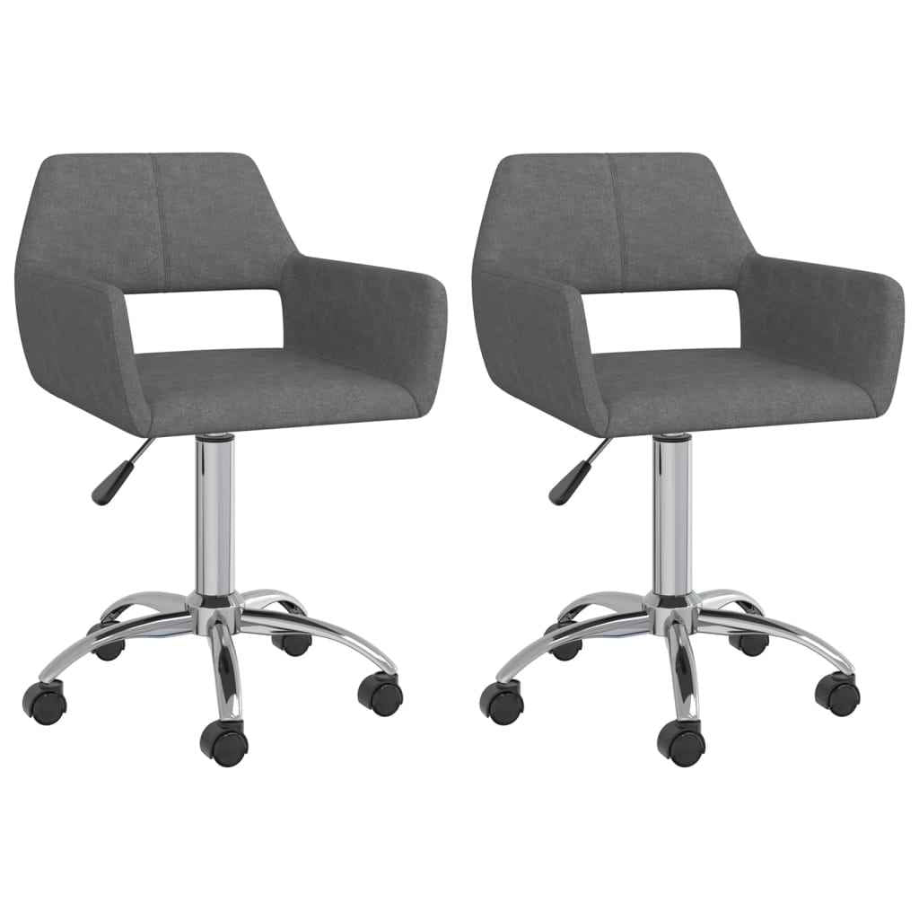 vidaXL Eetkamerstoelen draaibaar 2 st stof lichtgrijs