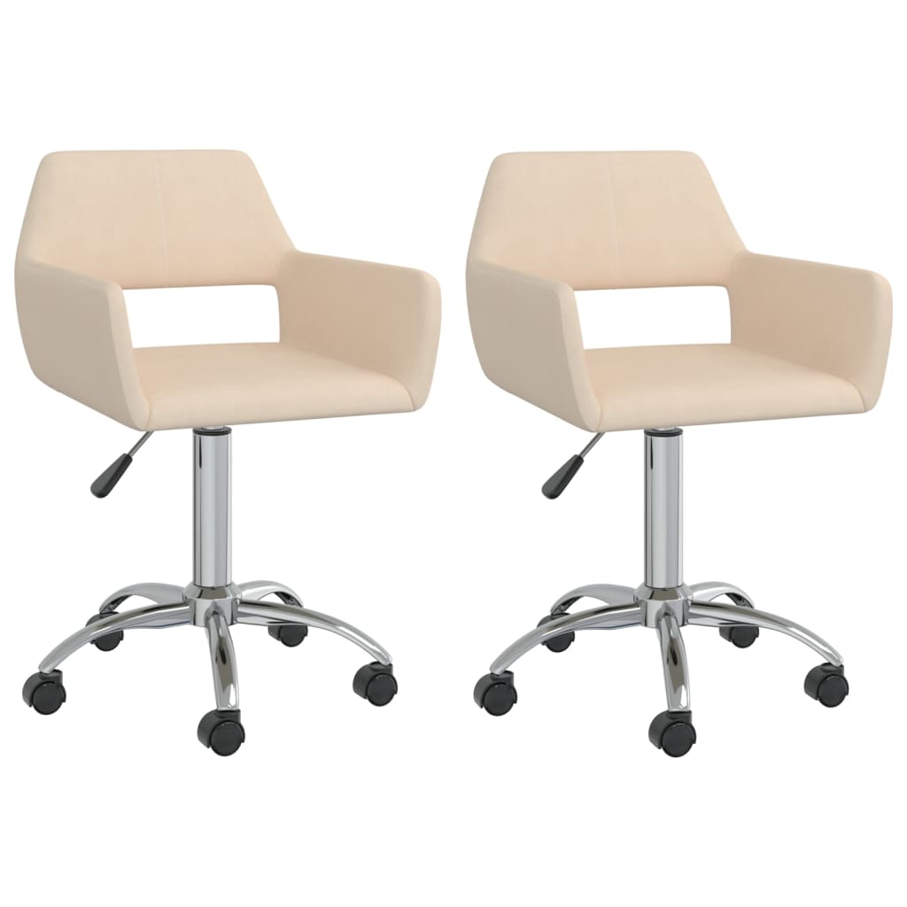 vidaXL Eetkamerstoelen draaibaar 2 st stof lichtgrijs