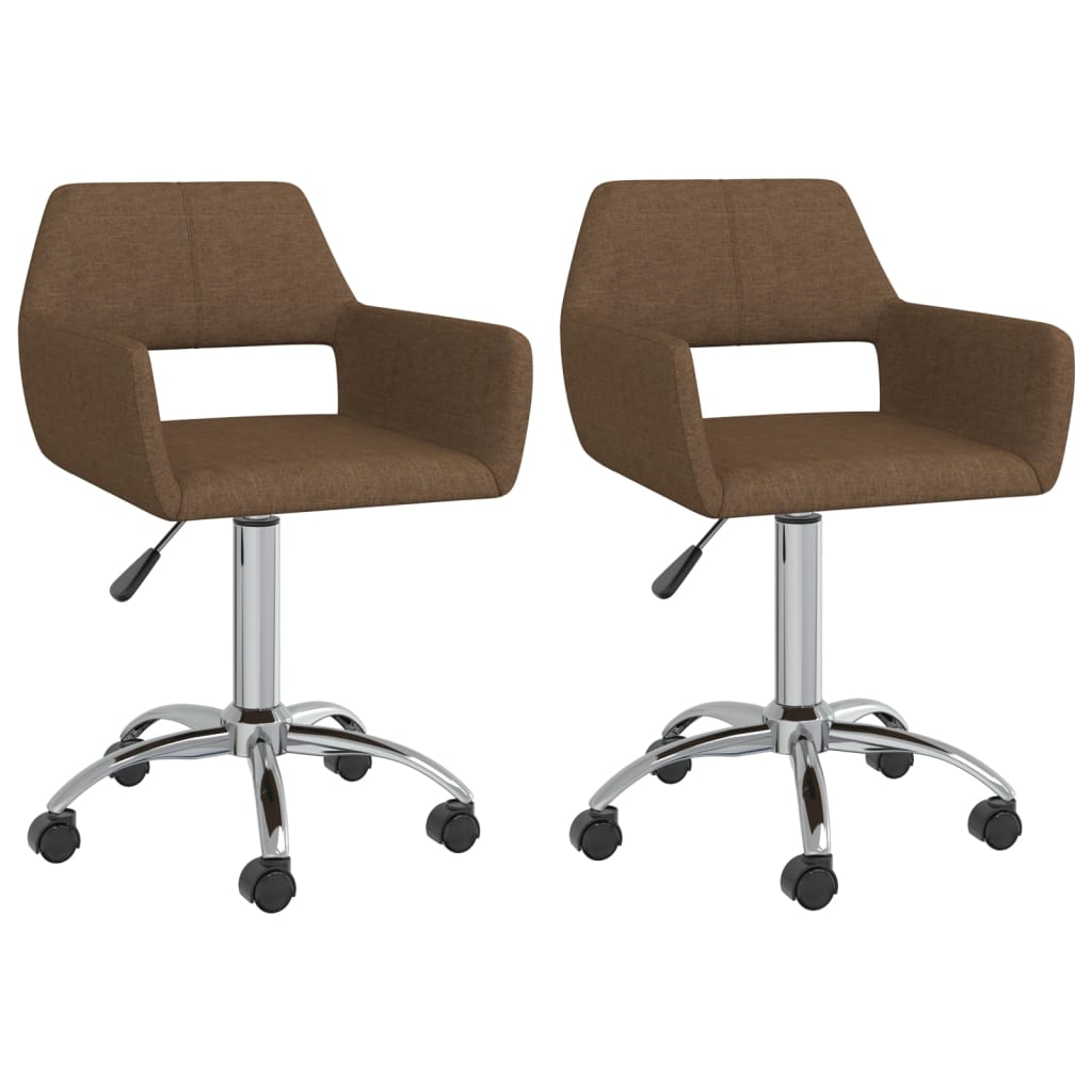 vidaXL Eetkamerstoelen draaibaar 2 st stof lichtgrijs