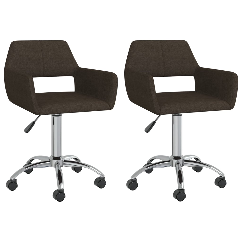 vidaXL Eetkamerstoelen draaibaar 2 st stof lichtgrijs