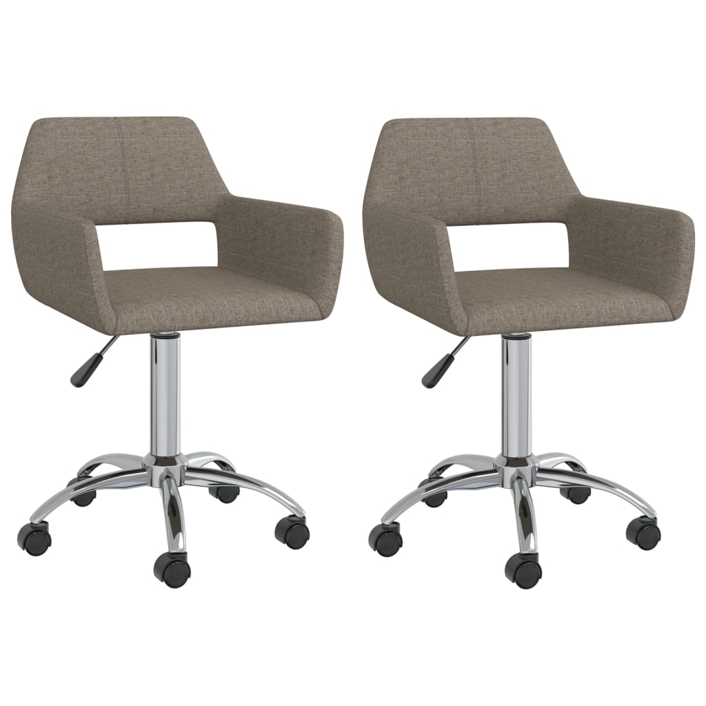 vidaXL Eetkamerstoelen draaibaar 2 st stof lichtgrijs