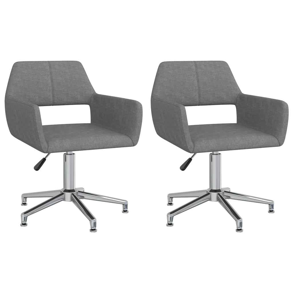 vidaXL Eetkamerstoelen draaibaar 2 st stof lichtgrijs