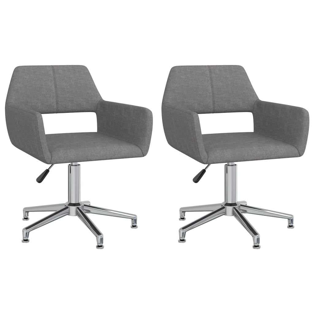 vidaXL Eetkamerstoelen draaibaar 2 st stof lichtgrijs