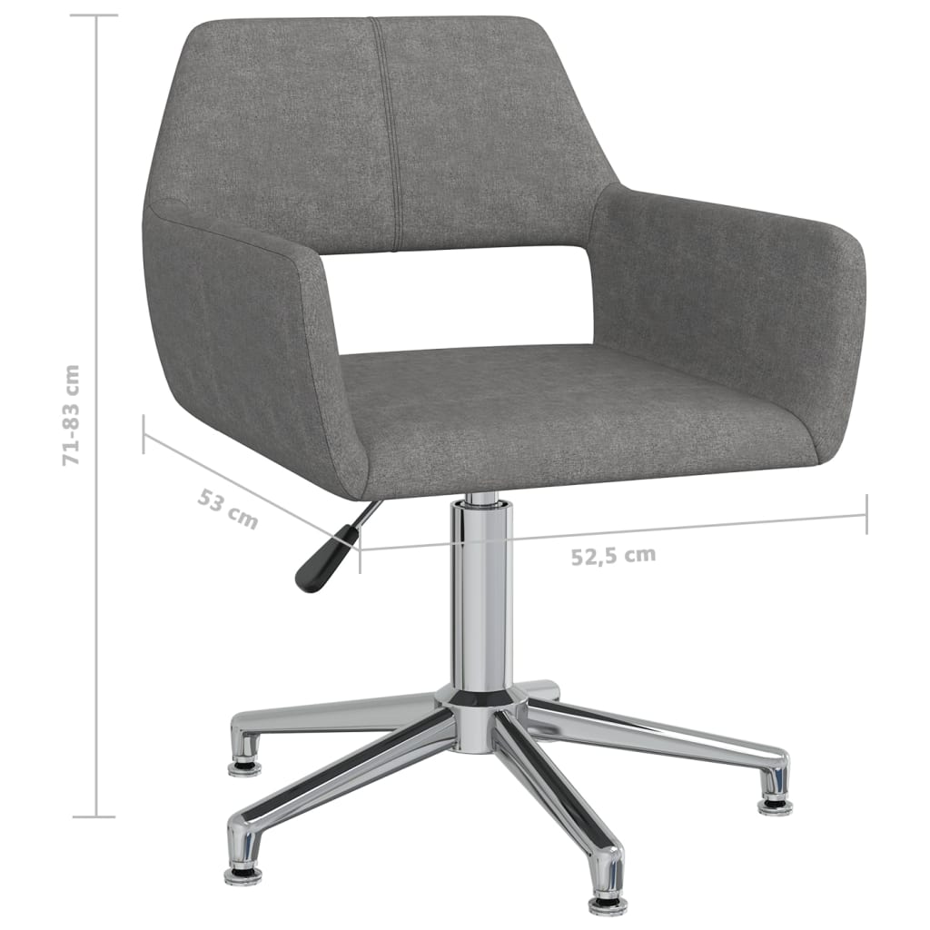 vidaXL Eetkamerstoelen draaibaar 2 st stof lichtgrijs