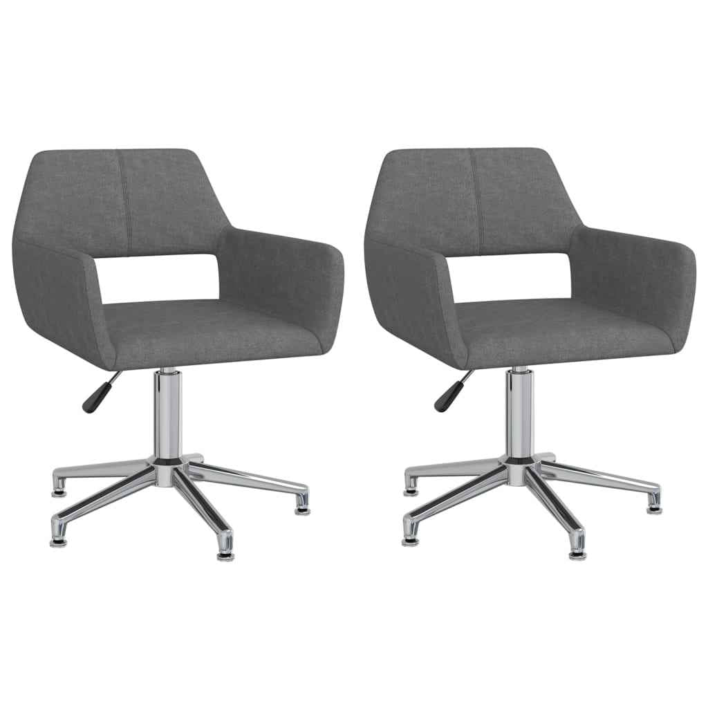vidaXL Eetkamerstoelen draaibaar 2 st stof lichtgrijs