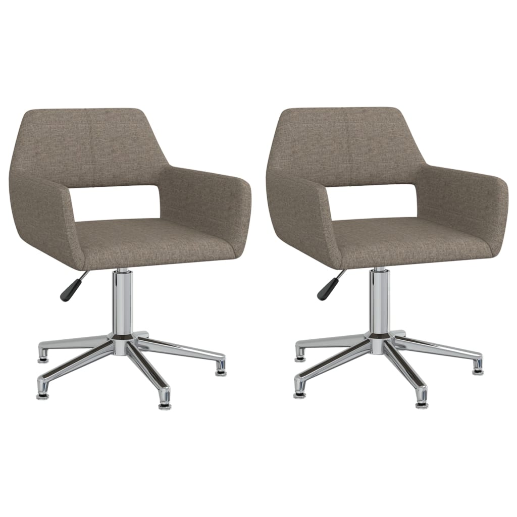 vidaXL Eetkamerstoelen draaibaar 2 st stof lichtgrijs