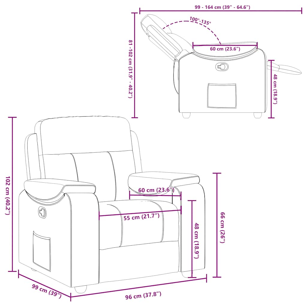 vidaXL Relaxfauteuil donkergrijze stof