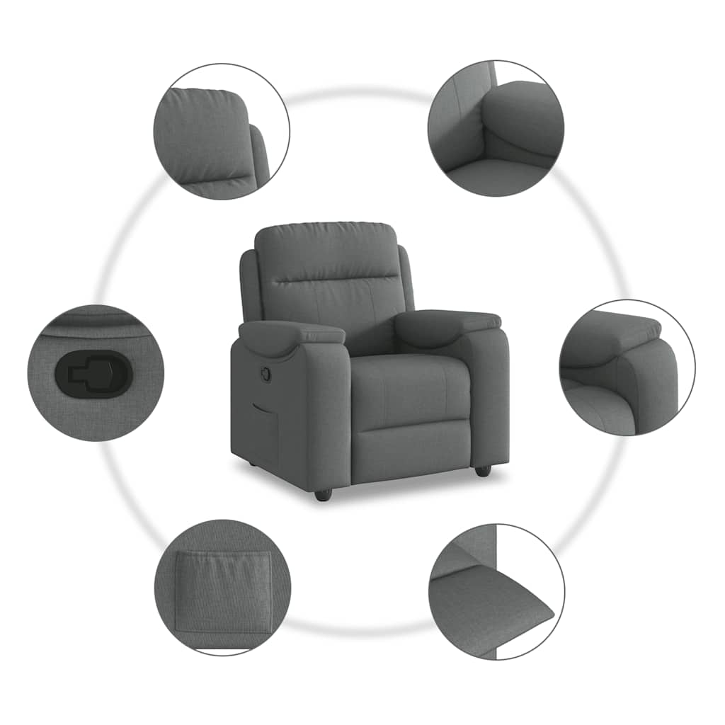 vidaXL Relaxfauteuil donkergrijze stof