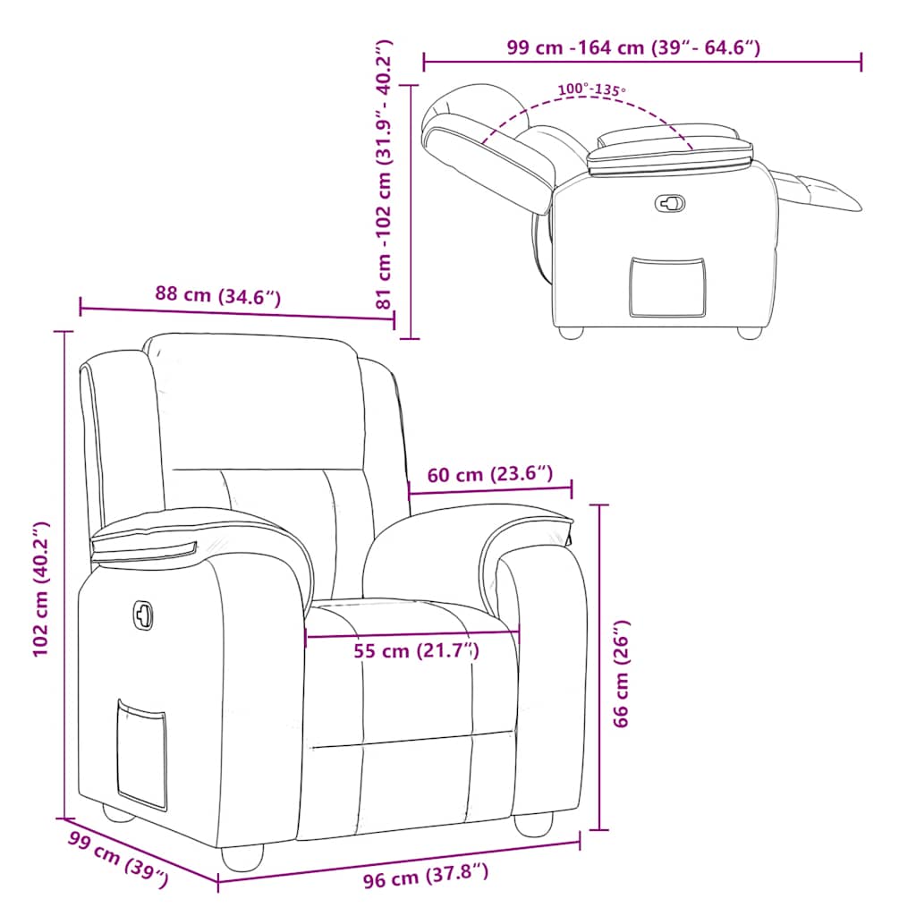 vidaXL Relaxfauteuil donkergrijze stof