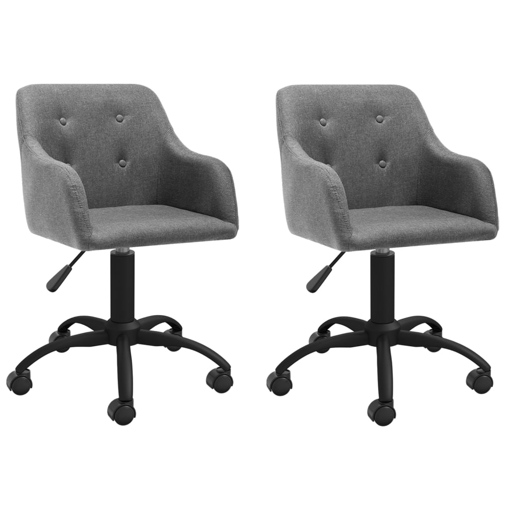 vidaXL Eetkamerstoelen draaibaar 2 st stof lichtgrijs