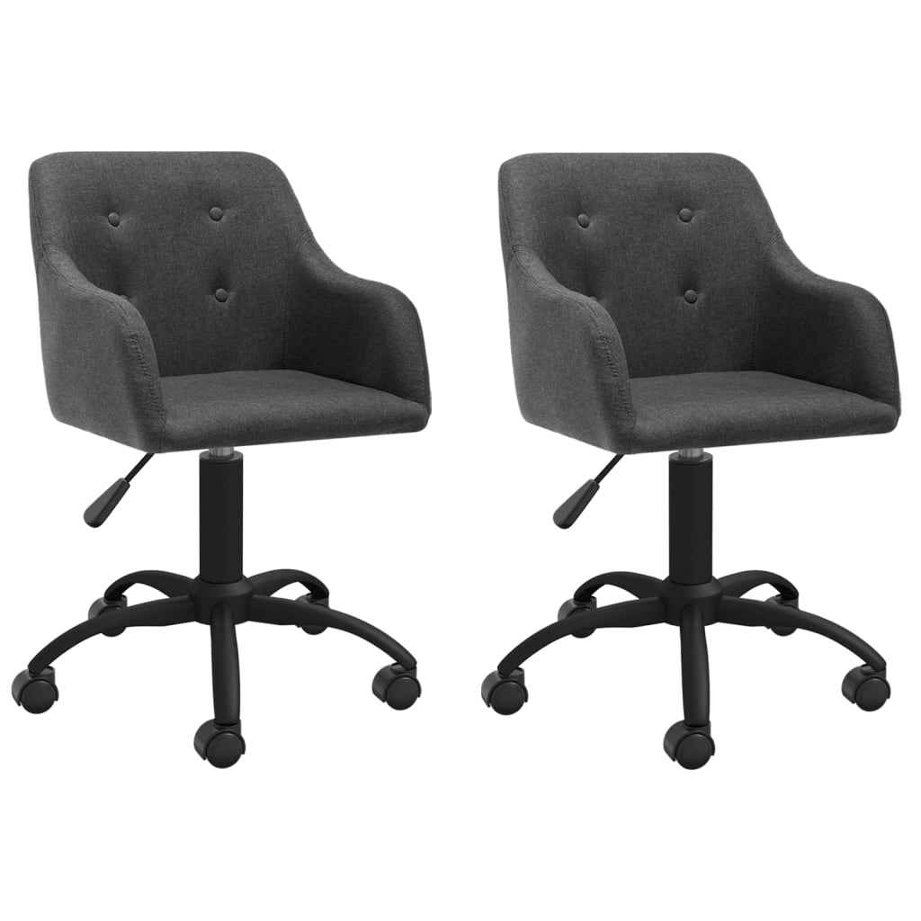 vidaXL Eetkamerstoelen draaibaar 2 st stof lichtgrijs