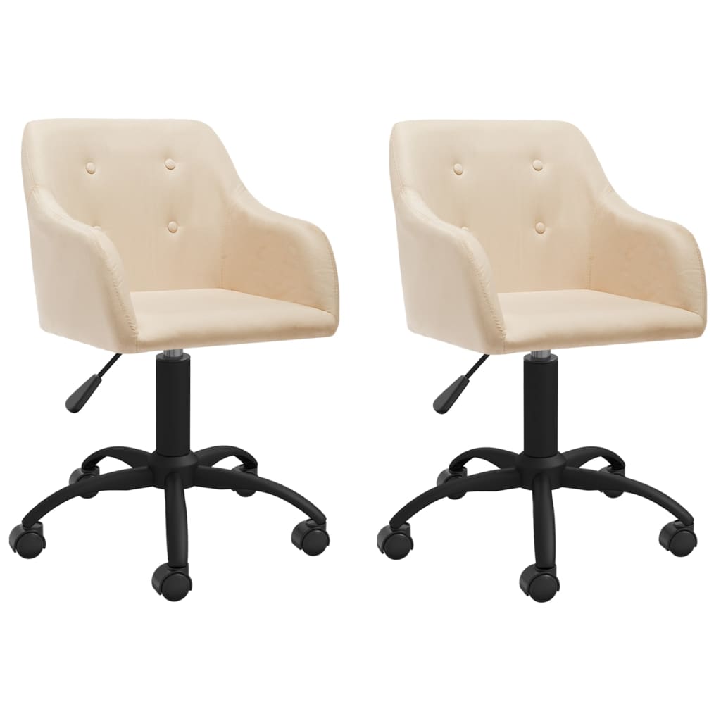 vidaXL Eetkamerstoelen draaibaar 2 st stof lichtgrijs