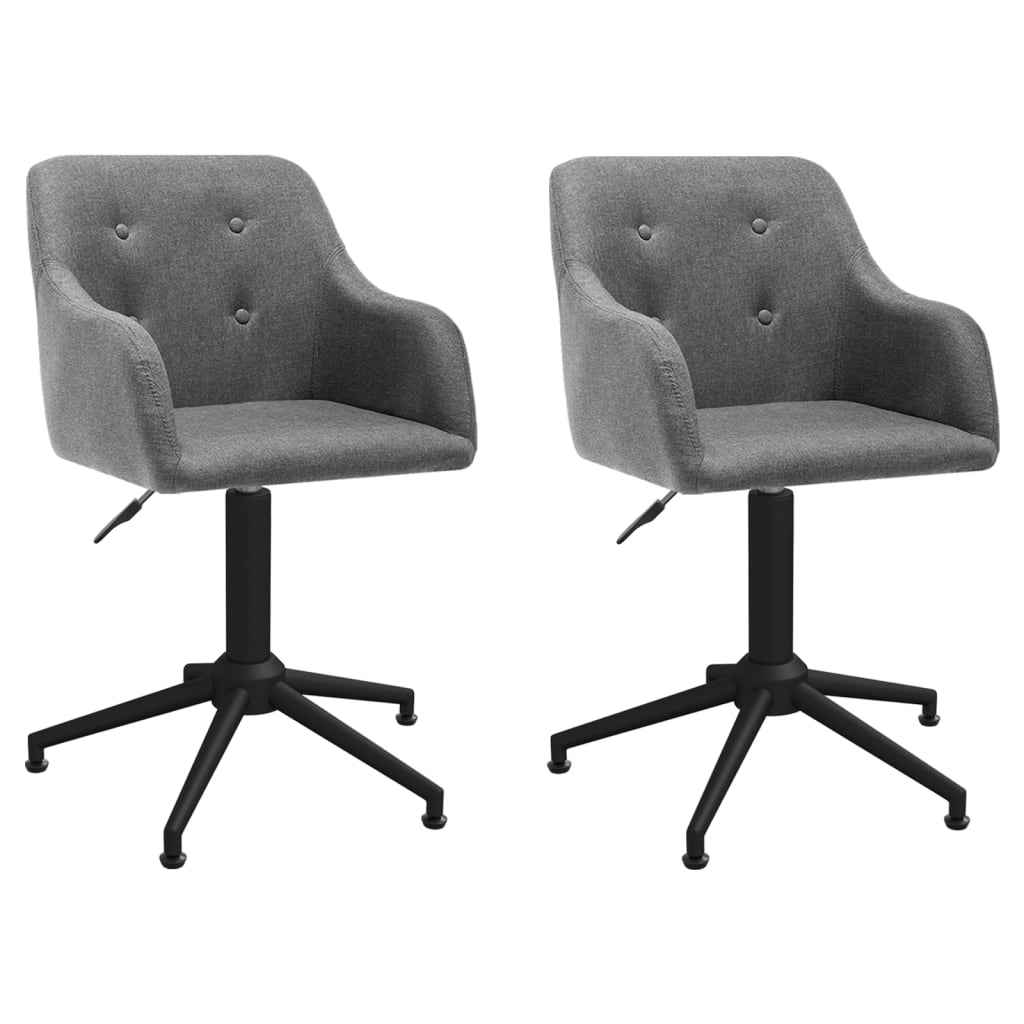 vidaXL Eetkamerstoelen draaibaar 2 st stof lichtgrijs