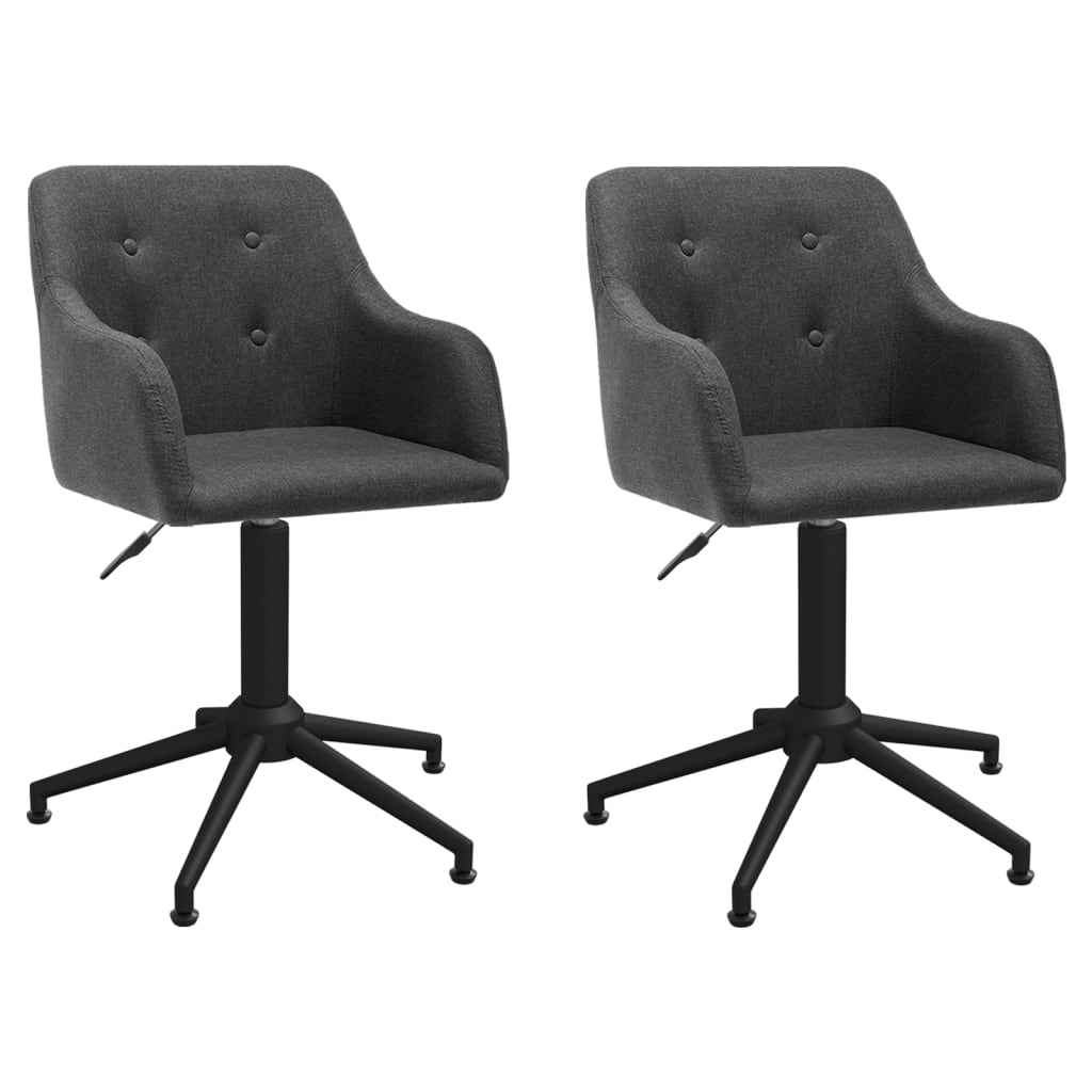 vidaXL Eetkamerstoelen draaibaar 2 st stof lichtgrijs