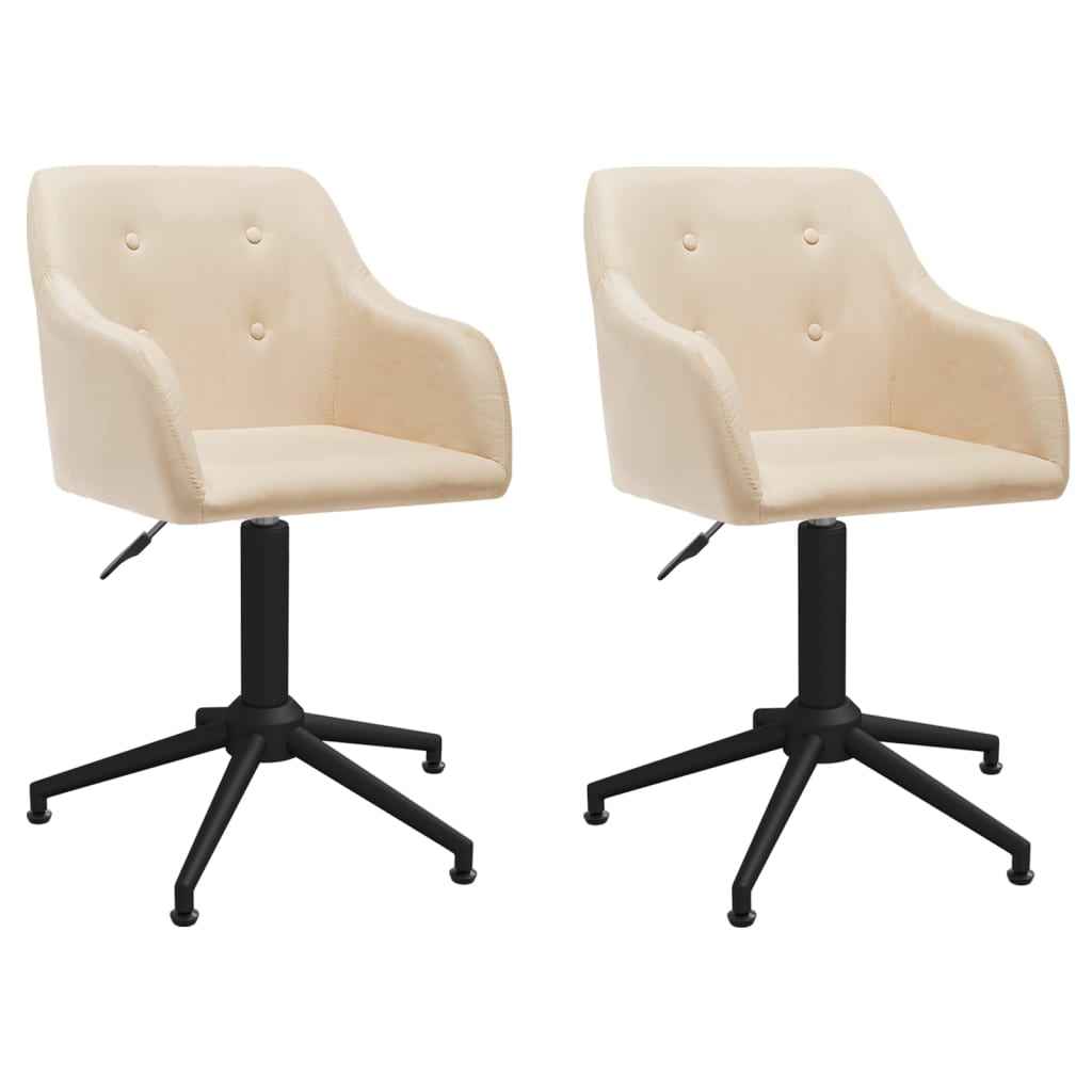 vidaXL Eetkamerstoelen draaibaar 2 st stof lichtgrijs