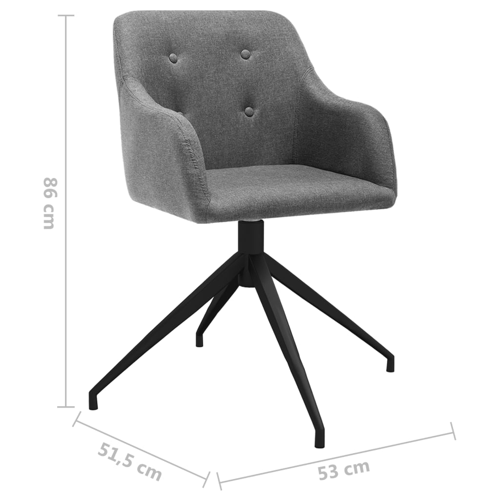 vidaXL Eetkamerstoelen draaibaar 2 st stof lichtgrijs