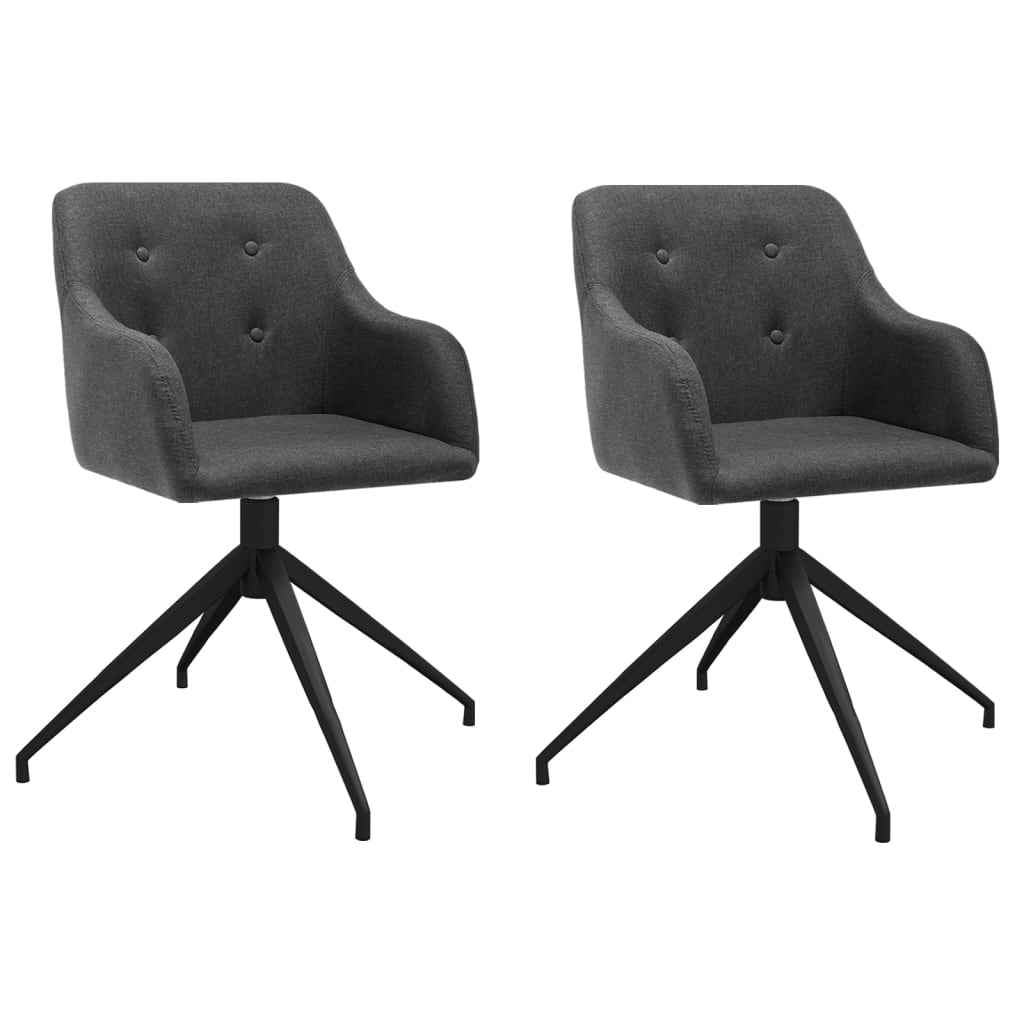 vidaXL Eetkamerstoelen draaibaar 2 st stof lichtgrijs
