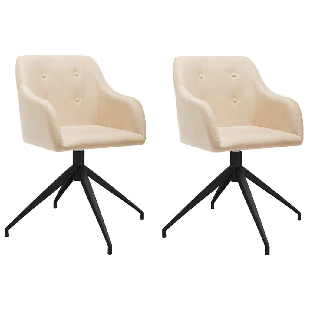 vidaXL Eetkamerstoelen draaibaar 2 st stof lichtgrijs