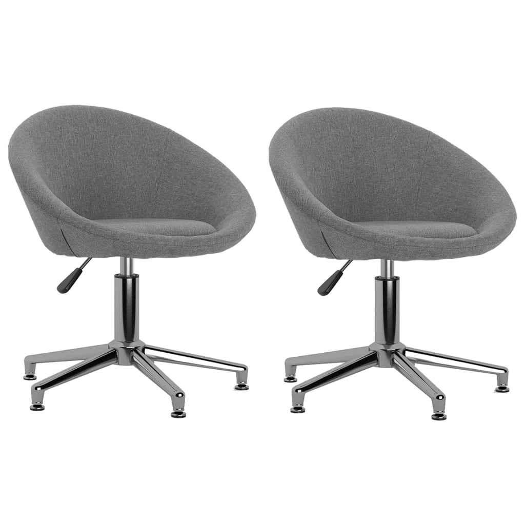 vidaXL Eetkamerstoelen draaibaar 2 st stof lichtgrijs