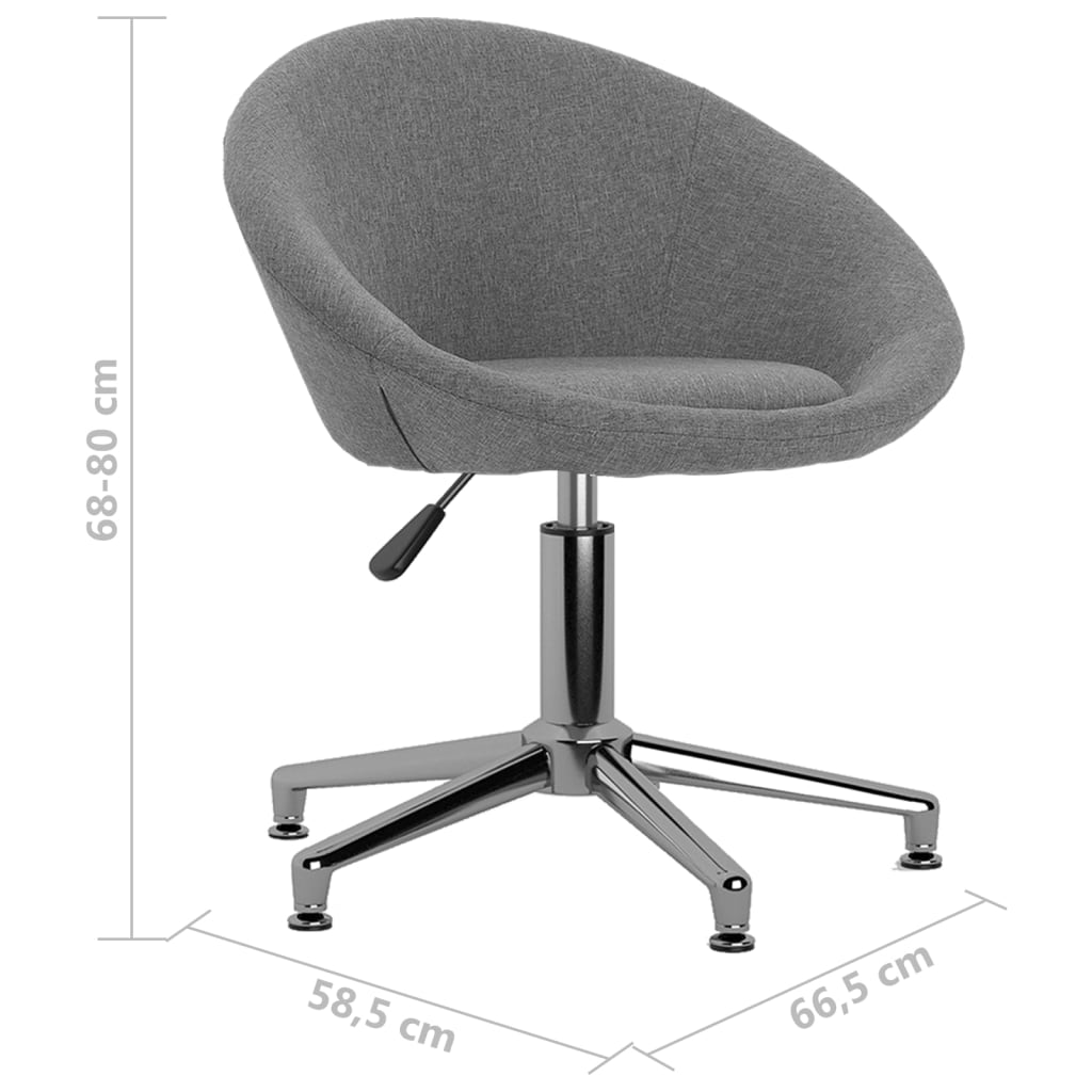 vidaXL Eetkamerstoelen draaibaar 2 st stof lichtgrijs