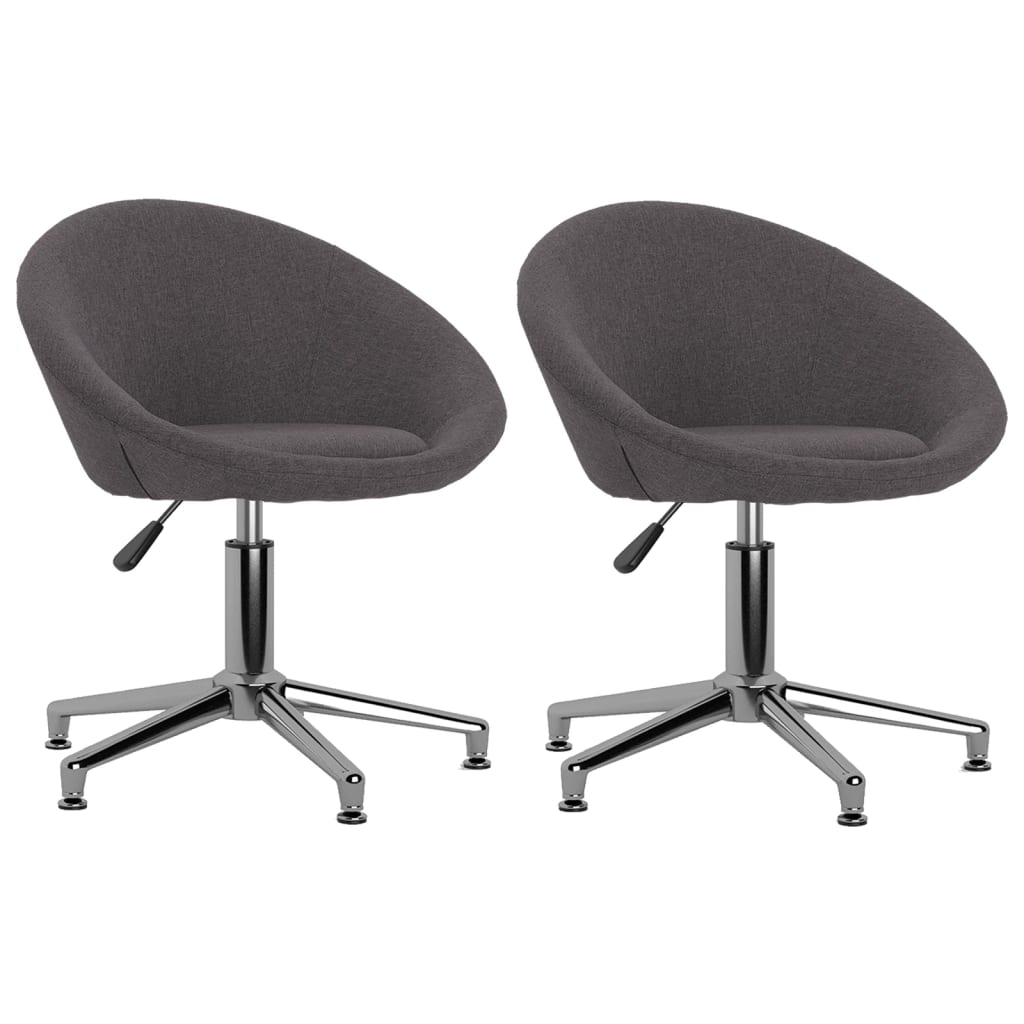 vidaXL Eetkamerstoelen draaibaar 2 st stof lichtgrijs