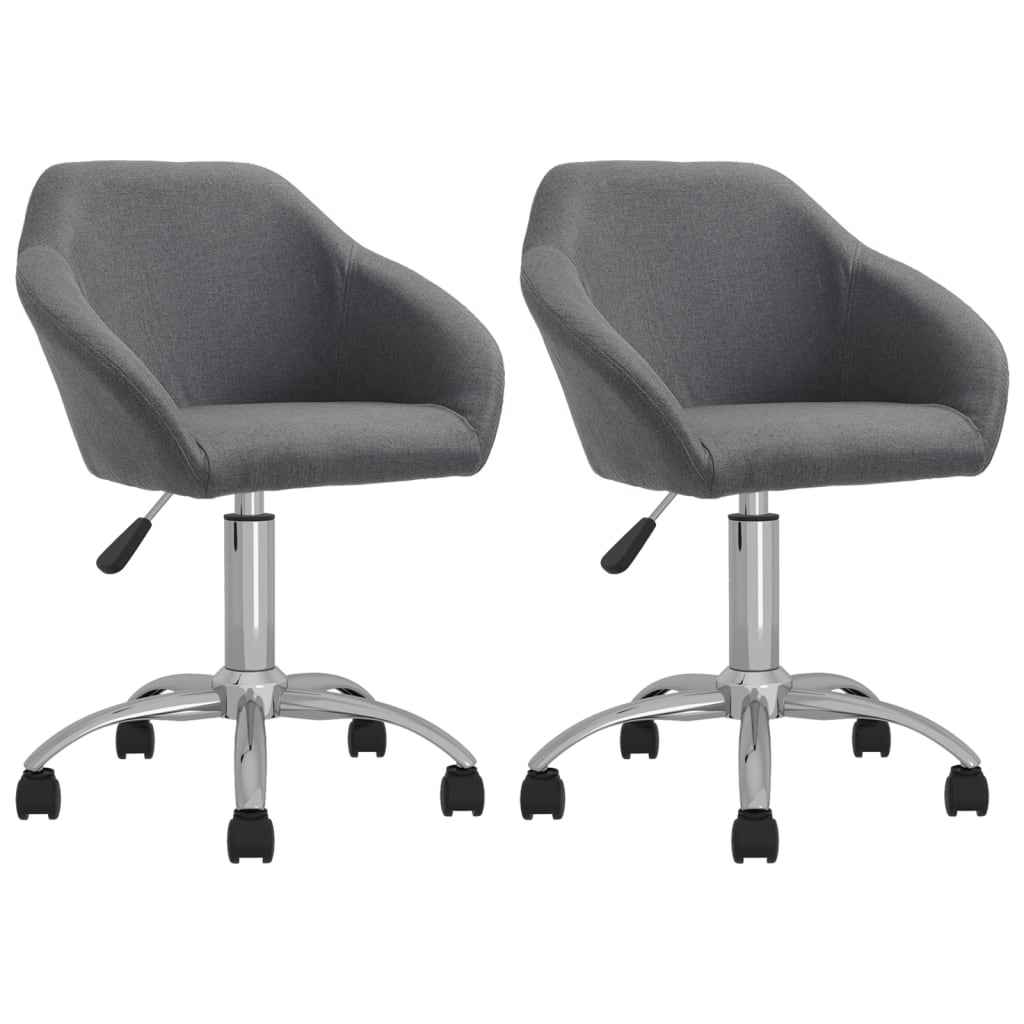 vidaXL Eetkamerstoelen draaibaar 2 st stof lichtgrijs