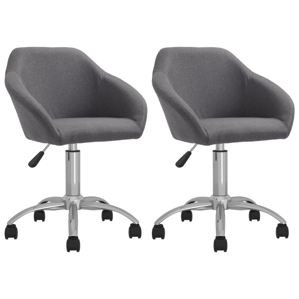 vidaXL Eetkamerstoelen draaibaar 2 st stof lichtgrijs