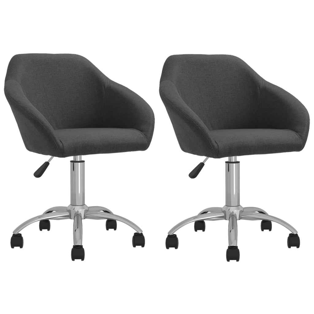 vidaXL Eetkamerstoelen draaibaar 2 st stof lichtgrijs