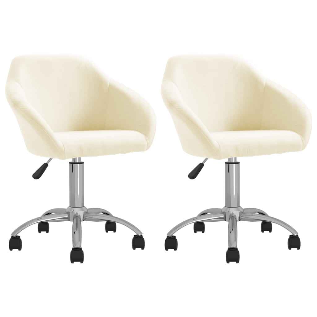 vidaXL Eetkamerstoelen draaibaar 2 st stof lichtgrijs