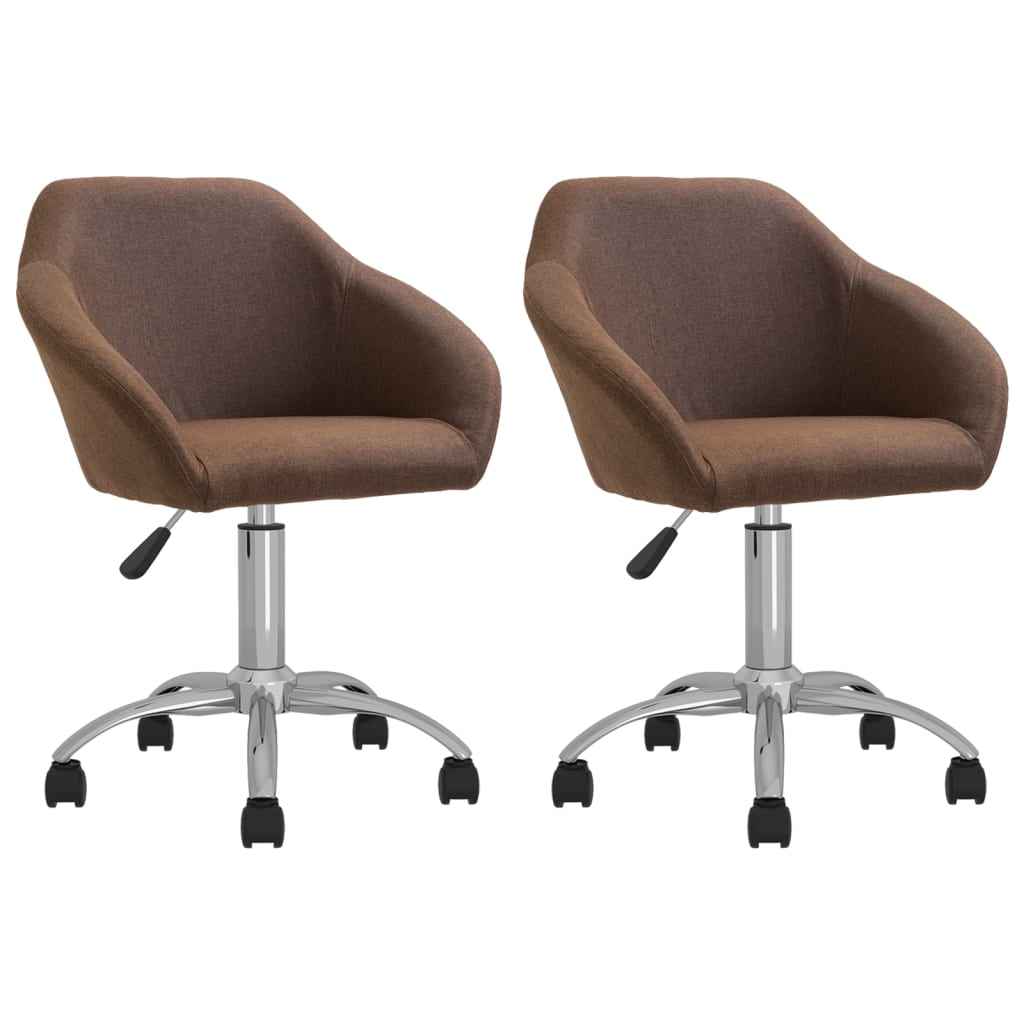vidaXL Eetkamerstoelen draaibaar 2 st stof lichtgrijs