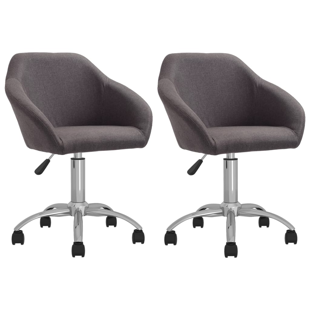 vidaXL Eetkamerstoelen draaibaar 2 st stof lichtgrijs