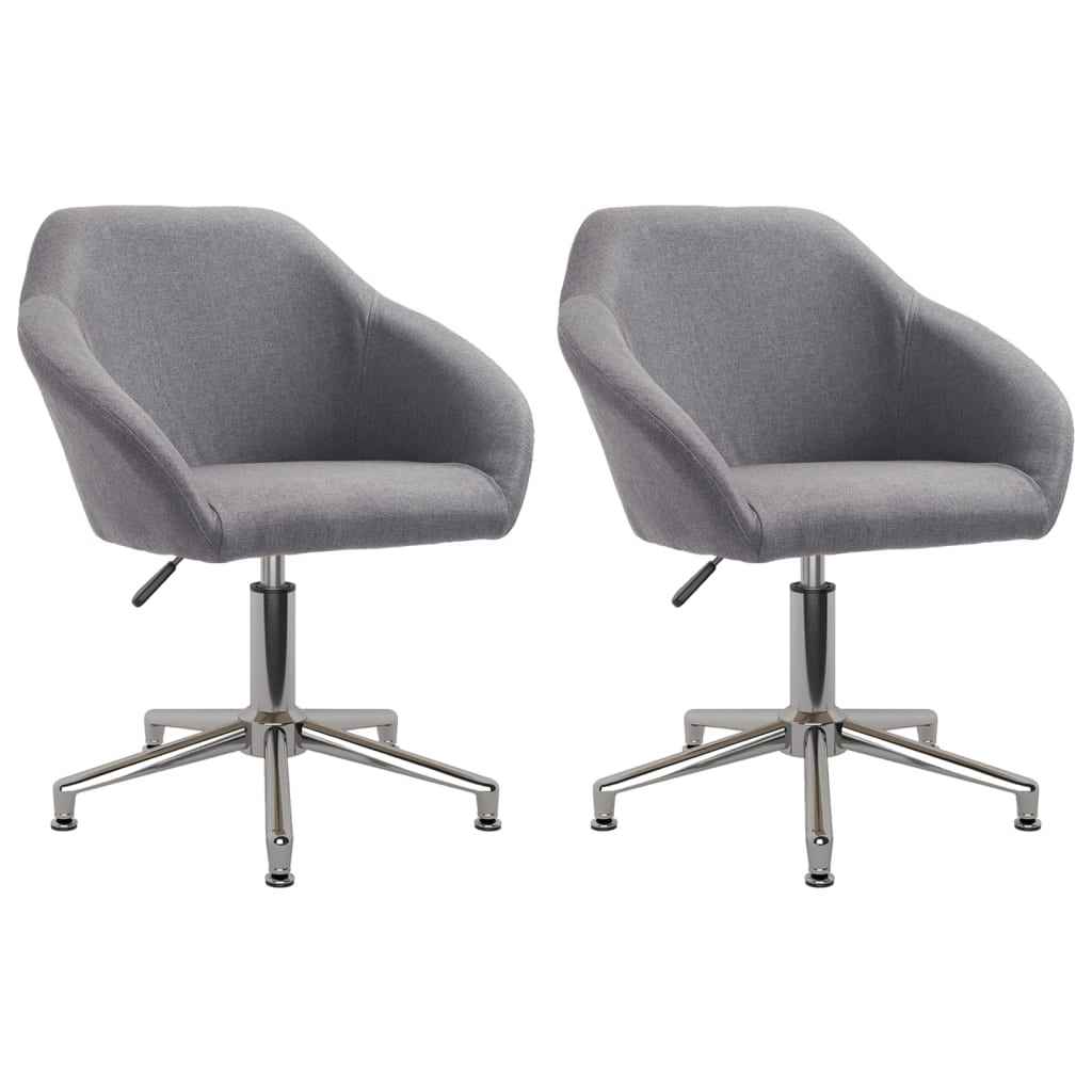 vidaXL Eetkamerstoelen draaibaar 2 st stof lichtgrijs