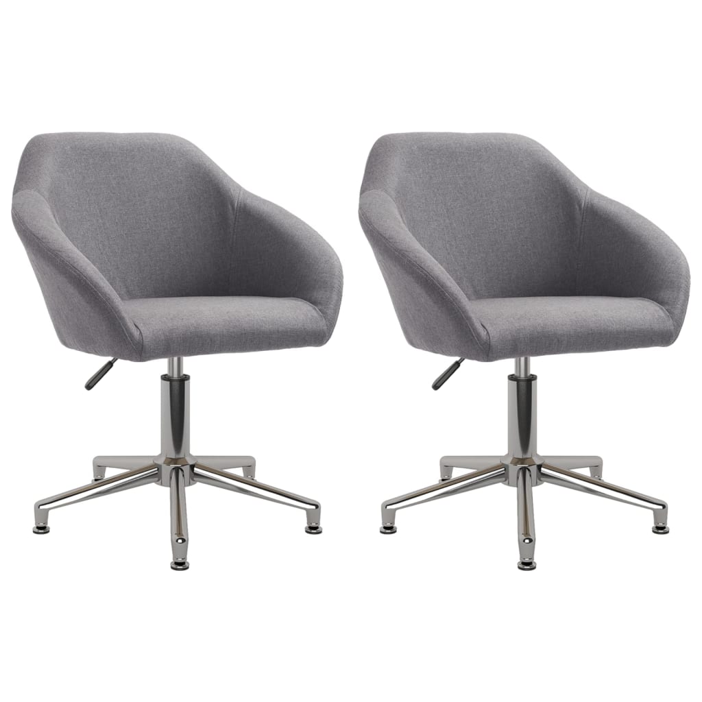 vidaXL Eetkamerstoelen draaibaar 2 st stof lichtgrijs