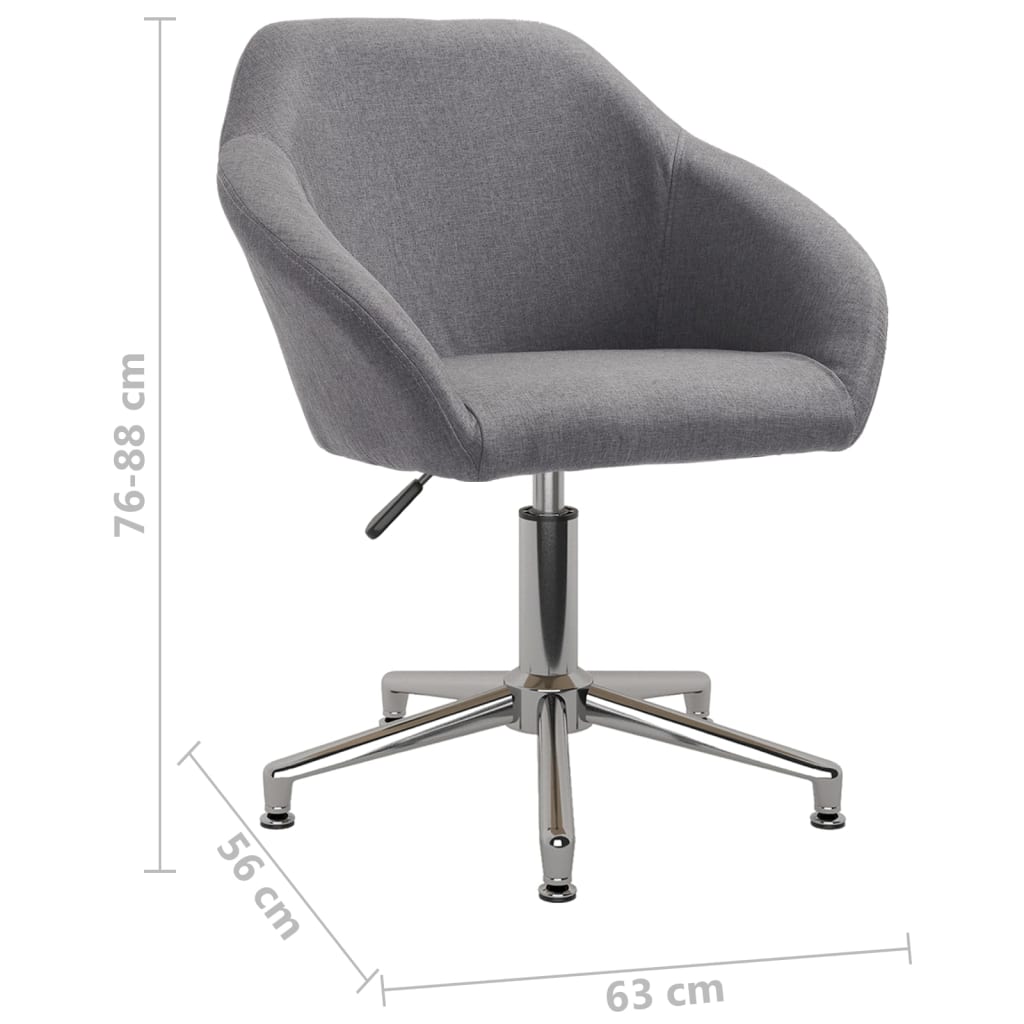 vidaXL Eetkamerstoelen draaibaar 2 st stof lichtgrijs