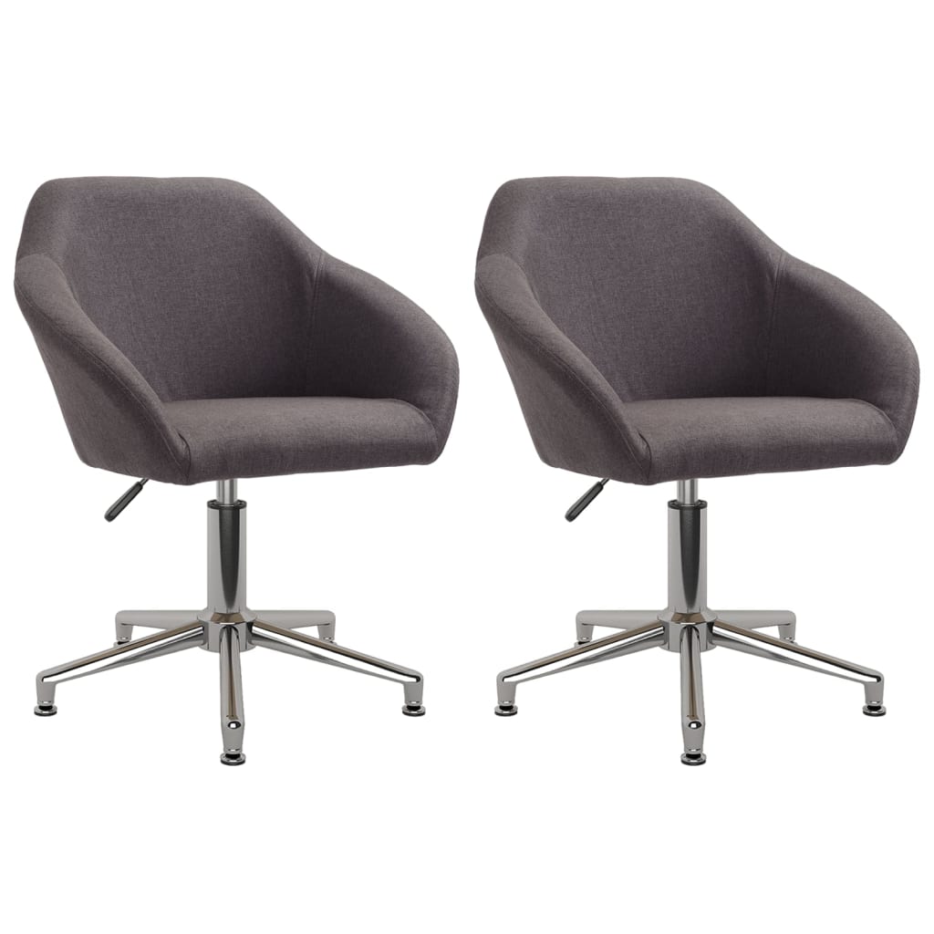 vidaXL Eetkamerstoelen draaibaar 2 st stof lichtgrijs