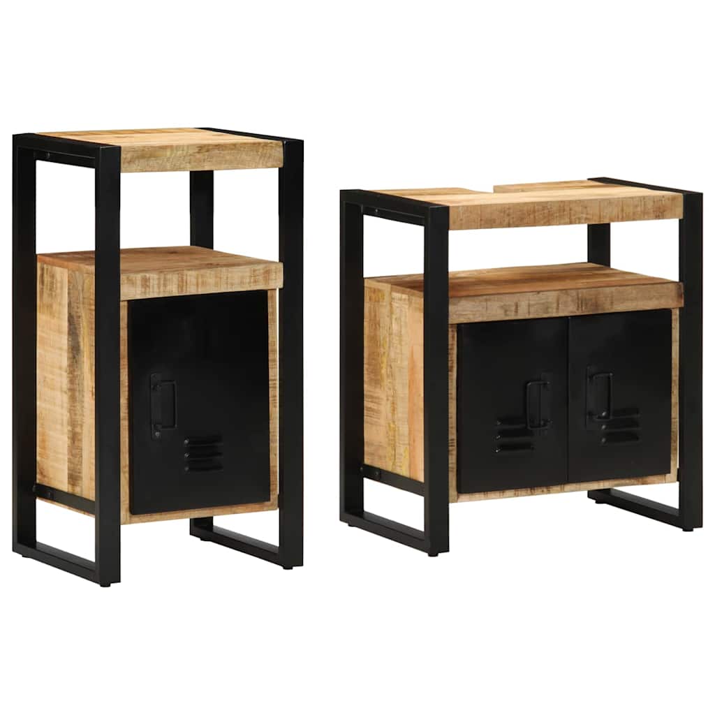 vidaXL Badkamermeubelset met opslag 2 pcs Bruin Massief ruw mango hout