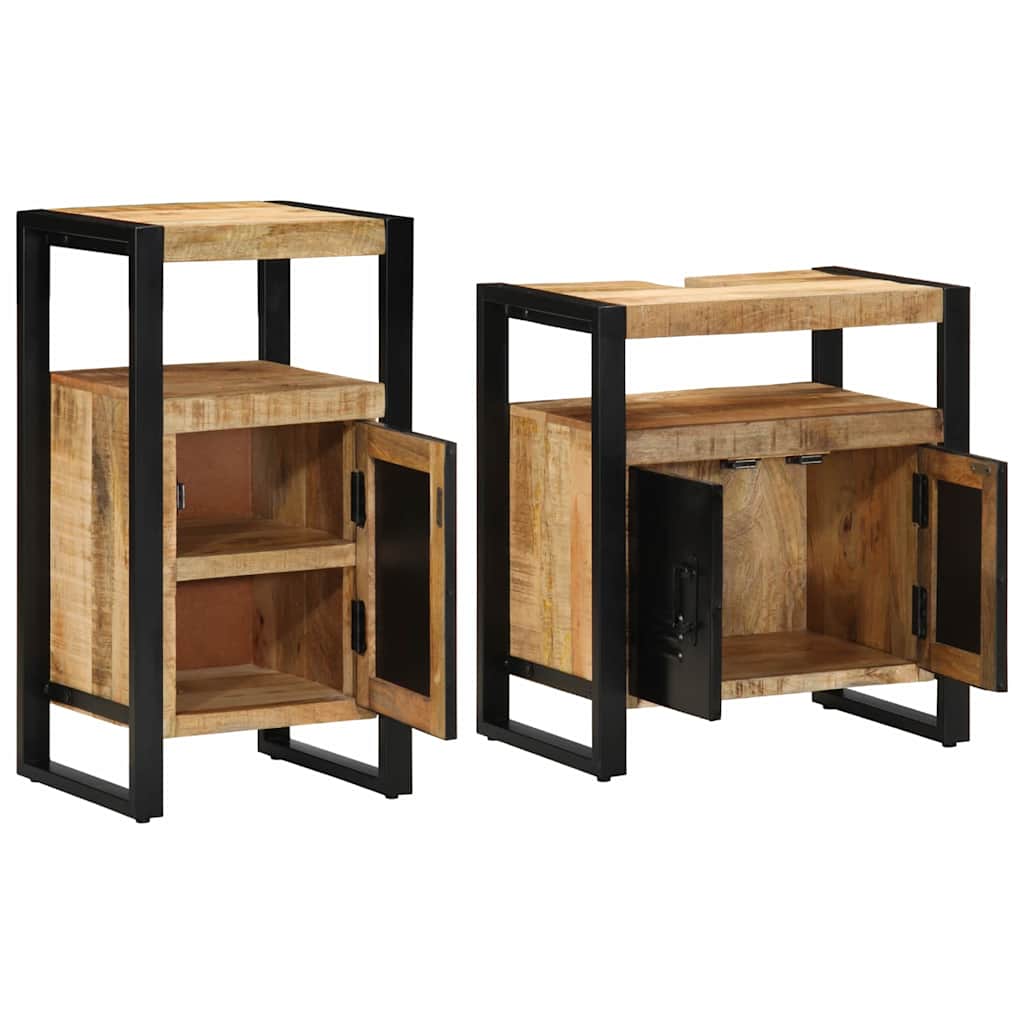 vidaXL Badkamermeubelset met opslag 2 pcs Bruin Massief ruw mango hout
