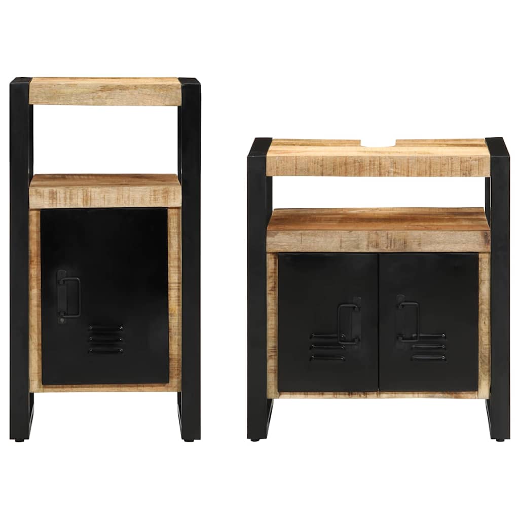 vidaXL Badkamermeubelset met opslag 2 pcs Bruin Massief ruw mango hout