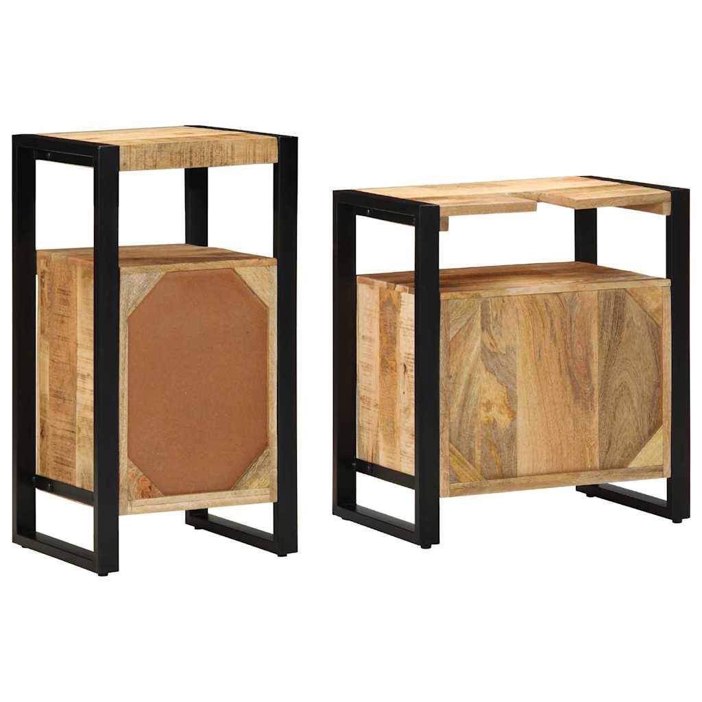 vidaXL Badkamermeubelset met opslag 2 pcs Bruin Massief ruw mango hout