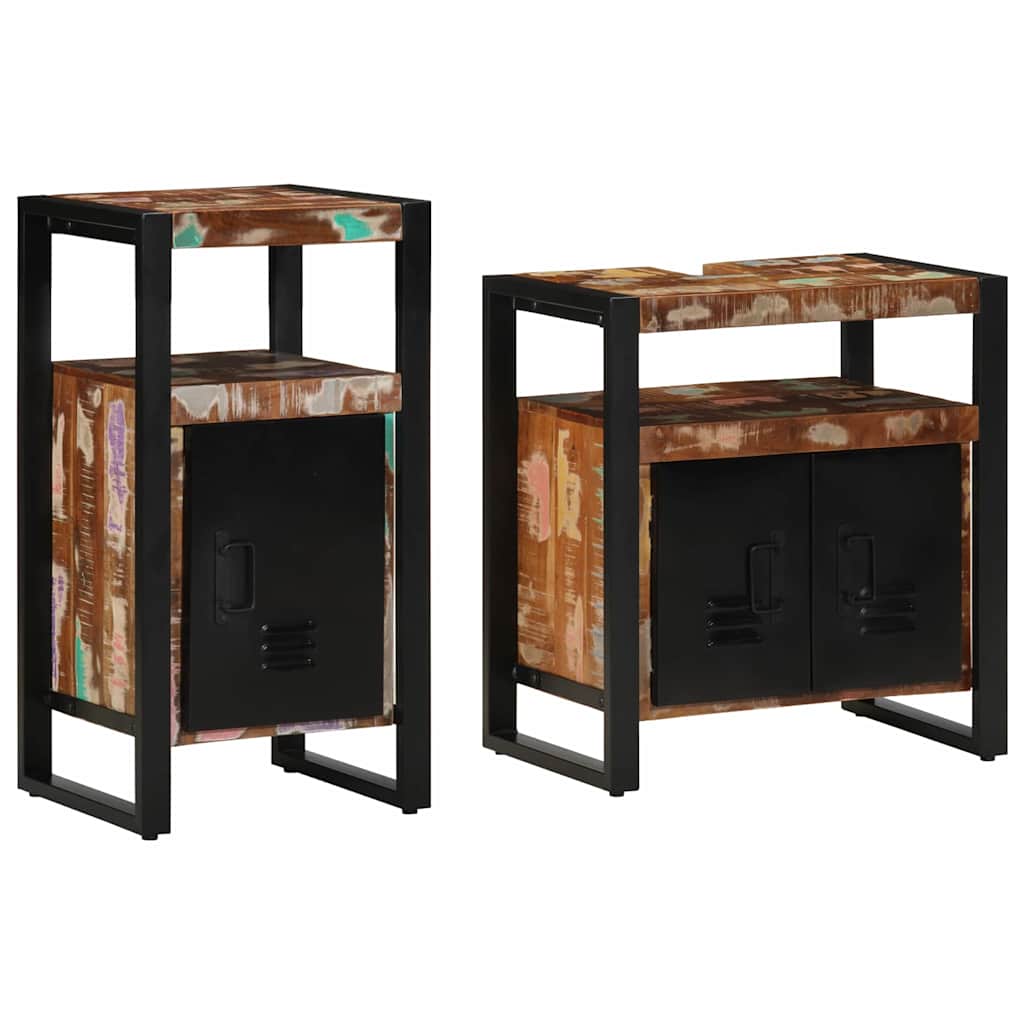 vidaXL Badkamermeubelset met opslag 2 pcs Bruin Massief ruw mango hout