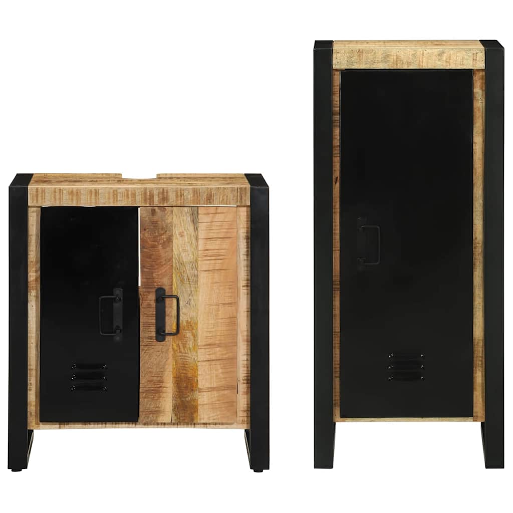 vidaXL Badkamermeubelset met plank met opslag met de deur 2 pcs Bruin Massief Mango Hout