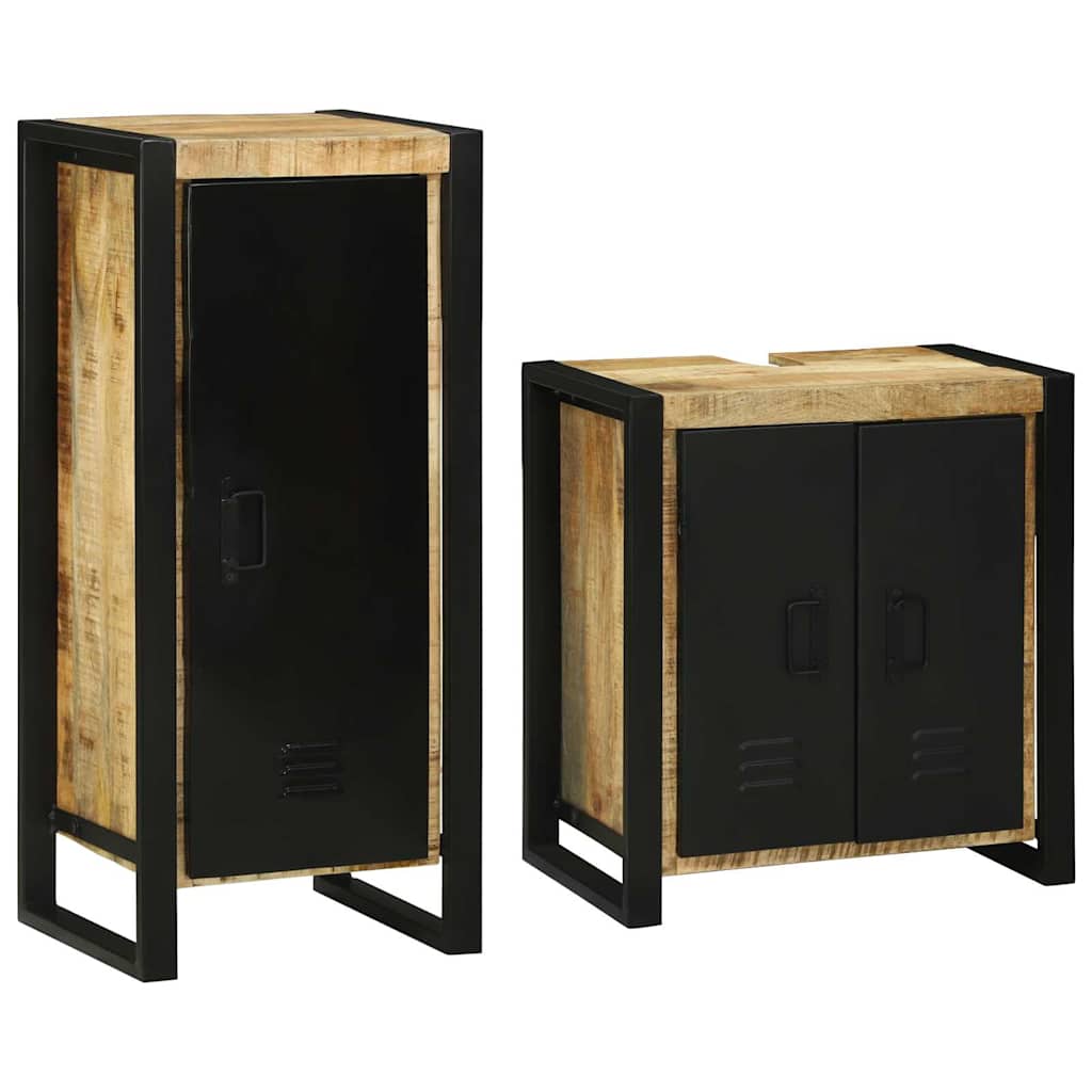 vidaXL Badkamermeubelset met opslag 2 pcs Bruin Massief Mango Hout