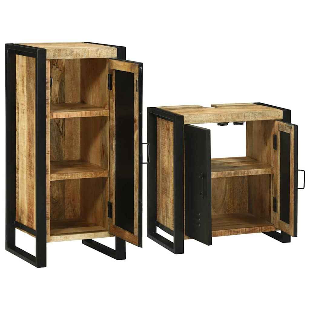 vidaXL Badkamermeubelset met opslag 2 pcs Bruin Massief Mango Hout