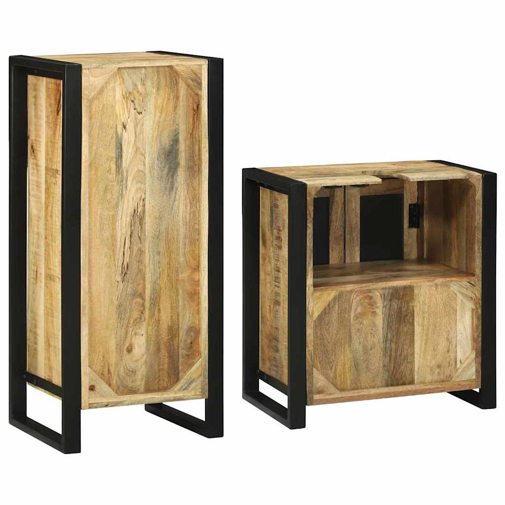 vidaXL Badkamermeubelset met opslag 2 pcs Bruin Massief Mango Hout